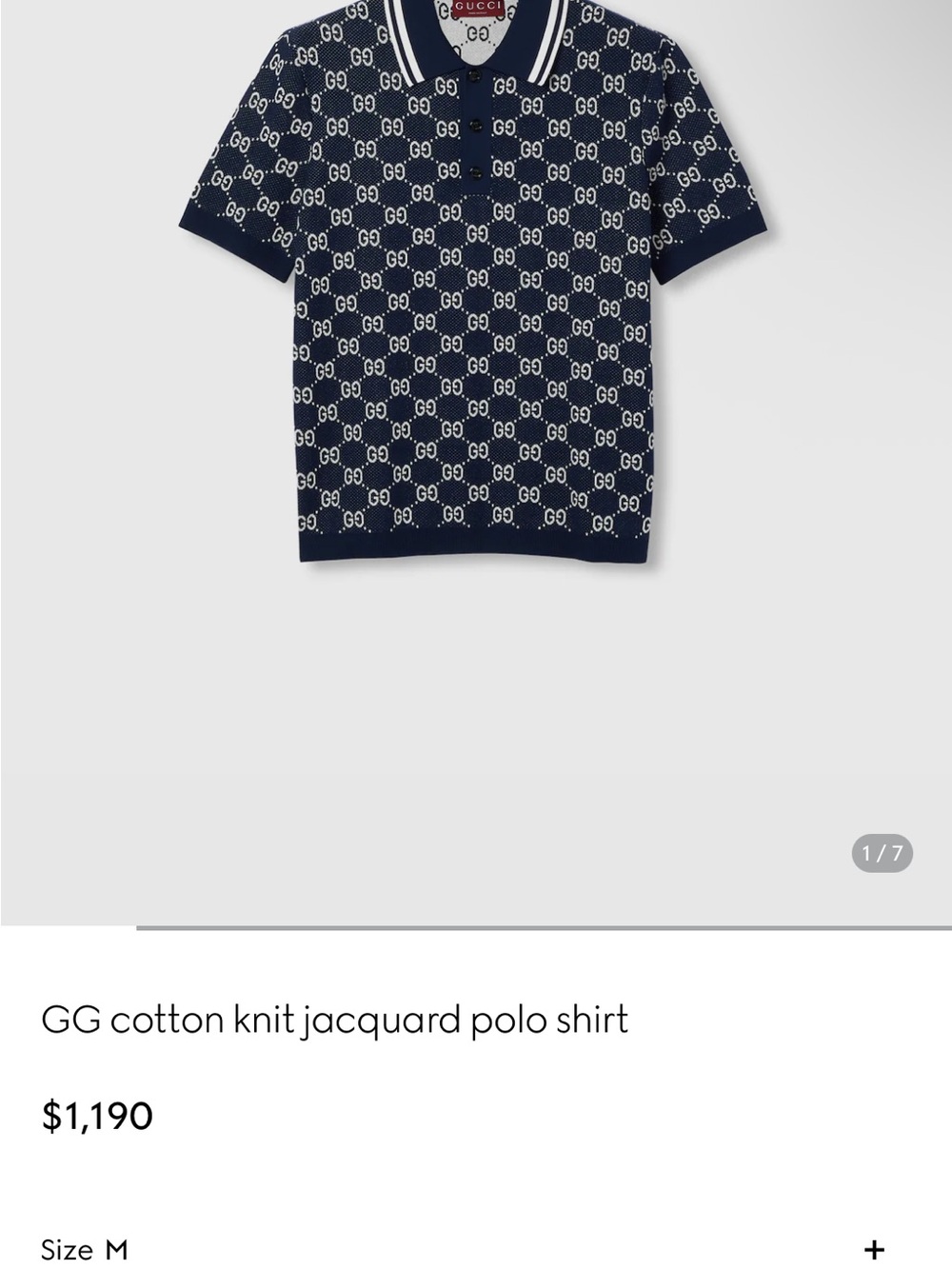 Gucci Navy and White GG Knit V‑Neck Polo Sweater